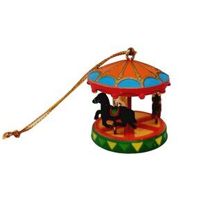 Vtg Enesco Small Wonders Mini Horse Carousel Merry Go Round Holiday Ornament